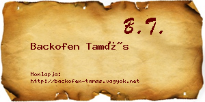 Backofen Tamás névjegykártya